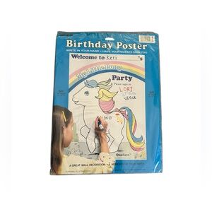VTG 1980s My Little Pony Birthday Poster G1 Quackers Party Decor 1986 SEALED